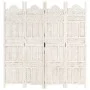 Biombo 4 paneles tallado a mano madera mango blanco 160x165 cm de , Divisores de ambientes - Ref: Foro24-285319, Precio: 207,...