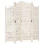 Biombo 4 paneles tallado a mano madera mango blanco 160x165 cm de , Divisores de ambientes - Ref: Foro24-285327, Precio: 239,...