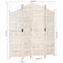 Biombo 4 paneles tallado a mano madera mango blanco 160x165 cm de , Divisores de ambientes - Ref: Foro24-285327, Precio: 239,...