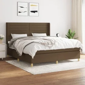 Box spring bed with dark brown fabric mattress 160x200 cm by , Beds and slatted bases - Ref: Foro24-3132084, Price: 537,68 €,...