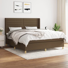 Cama box spring con colchón tela marrón oscuro 160x200 cm de , Camas y somieres - Ref: Foro24-3132084, Precio: 522,84 €, Desc...