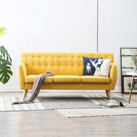 3-seater sofa upholstered in yellow fabric 172x70x82 cm by vidaXL, Sofas - Ref: Foro24-247127, Price: 318,90 €, Discount: %