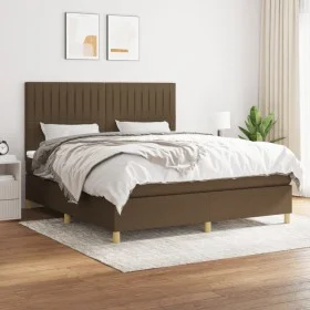 Cama box spring con colchón tela marrón oscuro 160x200 cm de , Camas y somieres - Ref: Foro24-3142508, Precio: 530,39 €, Desc...
