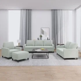 Sofagarnitur mit Kissen, 4-teilig, hellgrauer Samt von , Sofas - Ref: Foro24-3201486, Preis: 645,54 €, Rabatt: %