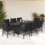 Set de comedor de jardín 9 pzas y cojines ratán sintético negro en Conjuntos de jardín | Comprar online en Foru.es