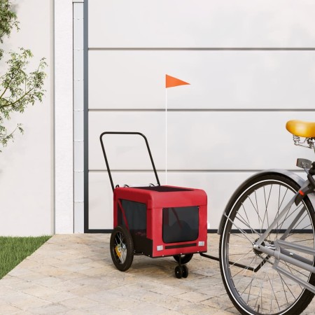 Remolque de bicicleta mascotas hierro tela Oxford rojo negro de , Cochecitos para mascotas - Ref: Foro24-93929, Precio: 78,98...