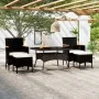 Set comedor jardín 5 pzas ratán sintético vidrio templado negro de , Conjuntos de jardín - Ref: Foro24-3058354, Precio: 552,9...
