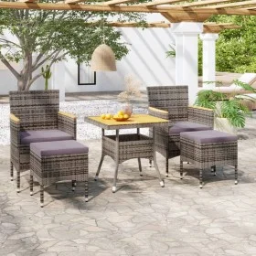 Set de comedor jardín 5 pzas ratán sintético madera acacia gris de , Conjuntos de jardín - Ref: Foro24-3058337, Precio: 326,9...