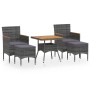 Set de comedor jardín 5 pzas ratán sintético madera acacia gris de , Conjuntos de jardín - Ref: Foro24-3058337, Precio: 331,0...