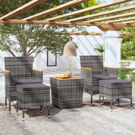 Mesa y sillas jardín 5 pzas ratán sintético madera acacia gris de , Conjuntos de jardín - Ref: Foro24-3058377, Precio: 262,72...