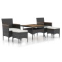 Set comedor jardín 5 pzas ratán sintético y madera acacia negro de , Conjuntos de jardín - Ref: Foro24-3058356, Precio: 521,2...