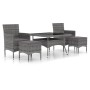 Set comedor jardín 5 pzas ratán sintético vidrio templado gris de , Conjuntos de jardín - Ref: Foro24-3058349, Precio: 431,56...