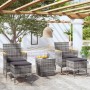 Mesa sillas jardín 5 pzas ratán sintético vidrio templado gris de , Conjuntos de jardín - Ref: Foro24-3058375, Precio: 251,50...
