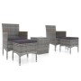 Mesa sillas jardín 5 pzas ratán sintético vidrio templado gris de , Conjuntos de jardín - Ref: Foro24-3058375, Precio: 251,50...