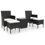Mesa sillas jardín 5 pzas ratán sintético vidrio templado negro de , Conjuntos de jardín - Ref: Foro24-3058368, Precio: 251,1...