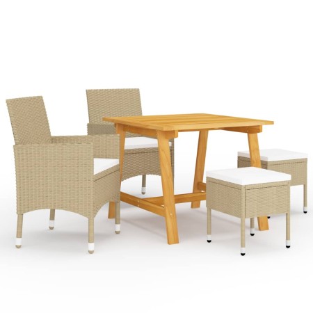 Juego de comedor de jardín de 5 piezas beige de , Conjuntos de jardín - Ref: Foro24-3068693, Precio: 306,83 €, Descuento: %