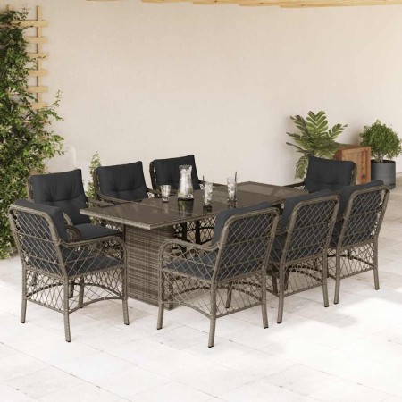 Set comedor jardín 9 pzas y cojines ratán sintético gris en Conjuntos de jardín | Comprar online en Foru.es
