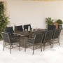 Set comedor jardín 9 pzas y cojines ratán sintético gris en Conjuntos de jardín | Comprar online en Foru.es