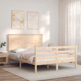 Estructura de cama con cabecero madera maciza 140x190 cm de , Camas y somieres - Ref: Foro24-3195201, Precio: 137,27 €, Descu...