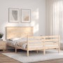 Estructura de cama con cabecero madera maciza 140x190 cm de , Camas y somieres - Ref: Foro24-3195201, Precio: 137,27 €, Descu...