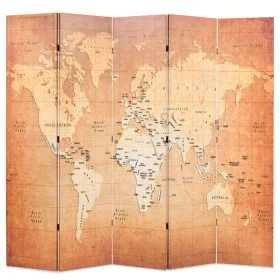 Biombo divisor plegable 200x170 cm mapamundi amarillo de vidaXL, Divisores de ambientes - Ref: Foro24-245879, Precio: 103,49 ...