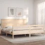 Bed frame with solid wood headboard 200x200 cm by , Beds and slatted bases - Ref: Foro24-3195241, Price: 173,62 €, Discount: %