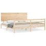 Bed frame with solid wood headboard 200x200 cm by , Beds and slatted bases - Ref: Foro24-3195241, Price: 173,62 €, Discount: %