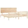 Bed frame with solid wood headboard 200x200 cm by , Beds and slatted bases - Ref: Foro24-3195241, Price: 173,62 €, Discount: %