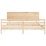 Bed frame with solid wood headboard 200x200 cm by , Beds and slatted bases - Ref: Foro24-3195241, Price: 173,62 €, Discount: %