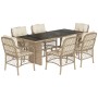 Set comedor de jardín 7 pzas con cojines ratán sintético beige en Conjuntos de jardín | Comprar online en Foru.es