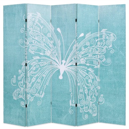 Biombo divisor plegable 200x170 cm mariposa azul de vidaXL, Divisores de ambientes - Ref: Foro24-245887, Precio: 136,09 €, De...