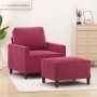 Sillón con taburete terciopelo rojo tinto 60 cm de , Sofás - Ref: Foro24-3201049, Precio: 178,23 €, Descuento: %