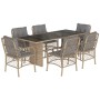 Set comedor de jardín 7 pzas con cojines ratán sintético beige en Conjuntos de jardín | Comprar online en Foru.es
