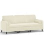 Sofá de 3 plazas con cojines terciopelo color crema 180 cm de , Sofás - Ref: Foro24-3200899, Precio: 333,86 €, Descuento: %