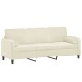 Sofá de 3 plazas con cojines terciopelo color crema 180 cm de , Sofás - Ref: Foro24-3200899, Precio: 333,86 €, Descuento: %