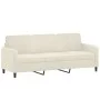 Sofá de 3 plazas con cojines terciopelo color crema 180 cm de , Sofás - Ref: Foro24-3200899, Precio: 328,59 €, Descuento: %