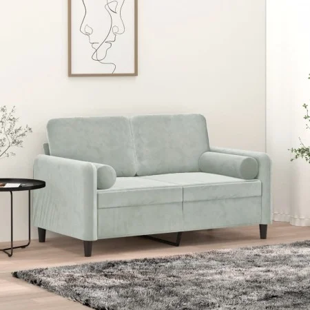 2-seater sofa with light gray velvet cushions 120 cm by , Sofas - Ref: Foro24-3200871, Price: 195,22 €, Discount: %
