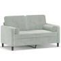 Sofá de 2 plazas con cojines terciopelo gris claro 120 cm de , Sofás - Ref: Foro24-3200871, Precio: 197,67 €, Descuento: %