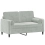 Sofá de 2 plazas con cojines terciopelo gris claro 120 cm de , Sofás - Ref: Foro24-3200871, Precio: 197,67 €, Descuento: %