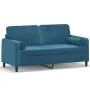 Sofá de 2 plazas con cojines terciopelo azul 140 cm de , Sofás - Ref: Foro24-3200890, Precio: 266,59 €, Descuento: %