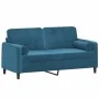 Sofá de 2 plazas con cojines terciopelo azul 140 cm de , Sofás - Ref: Foro24-3200890, Precio: 266,59 €, Descuento: %