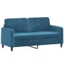 Sofá de 2 plazas con cojines terciopelo azul 140 cm de , Sofás - Ref: Foro24-3200890, Precio: 266,59 €, Descuento: %