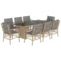 Set comedor de jardín 9 pzas con cojines ratán sintético beige en Conjuntos de jardín | Comprar online en Foru.es