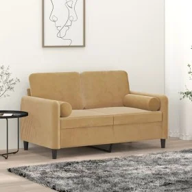 2-seater sofa with brown velvet cushions 120 cm by , Sofas - Ref: Foro24-3200878, Price: 225,27 €, Discount: %