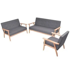 Juego de sofás de tela de 3 piezas color gris oscuro de , Sofás - Ref: Foro24-274926, Precio: 681,15 €, Descuento: %