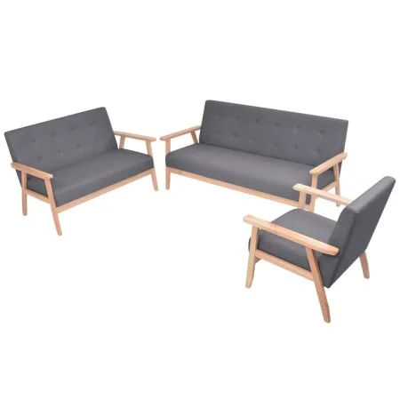 Juego de sofás de tela de 3 piezas color gris oscuro de , Sofás - Ref: Foro24-274926, Precio: 681,15 €, Descuento: %