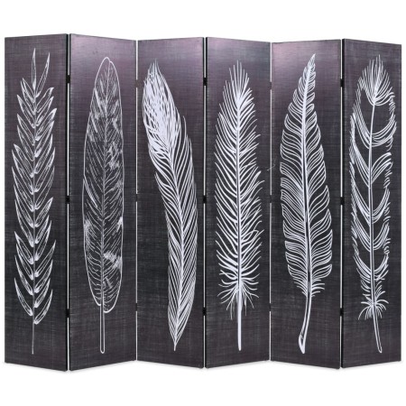 Biombo divisor plegable 228x170 cm plumas blanco y negro de vidaXL, Divisores de ambientes - Ref: Foro24-245892, Precio: 181,...