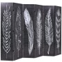 Biombo divisor plegable 228x170 cm plumas blanco y negro de vidaXL, Divisores de ambientes - Ref: Foro24-245892, Precio: 181,...