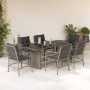 Set comedor jardín 7 pzas y cojines ratán sintético gris claro en Conjuntos de jardín | Comprar online en Foru.es
