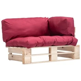 Pallet garden sofa with red pine wood cushions by , Outdoor sofas - Ref: Foro24-277481, Price: 113,97 €, Discount: %